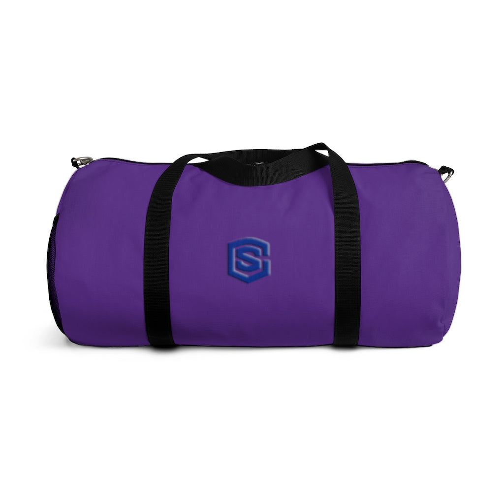 Purple Duffel Bag Blue Logo