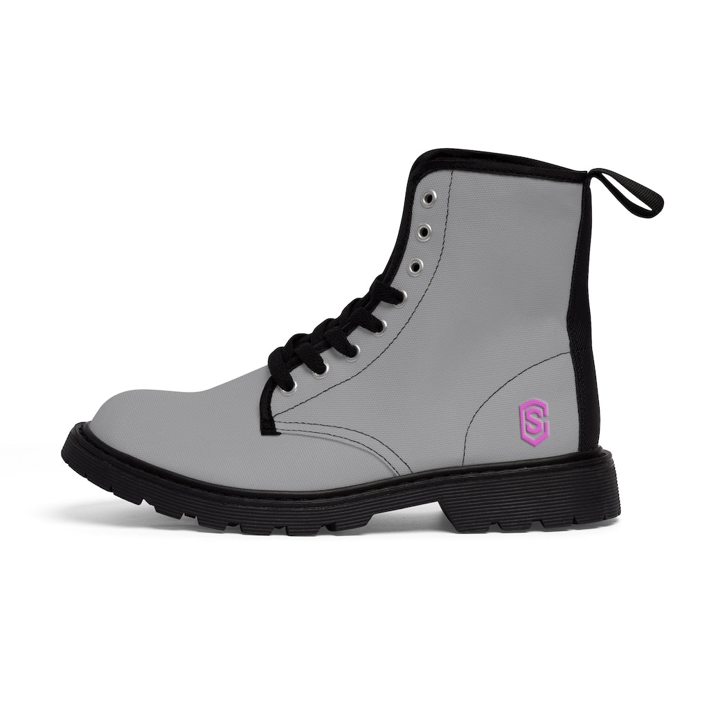 Grey Men's Canvas Boots pink Logo