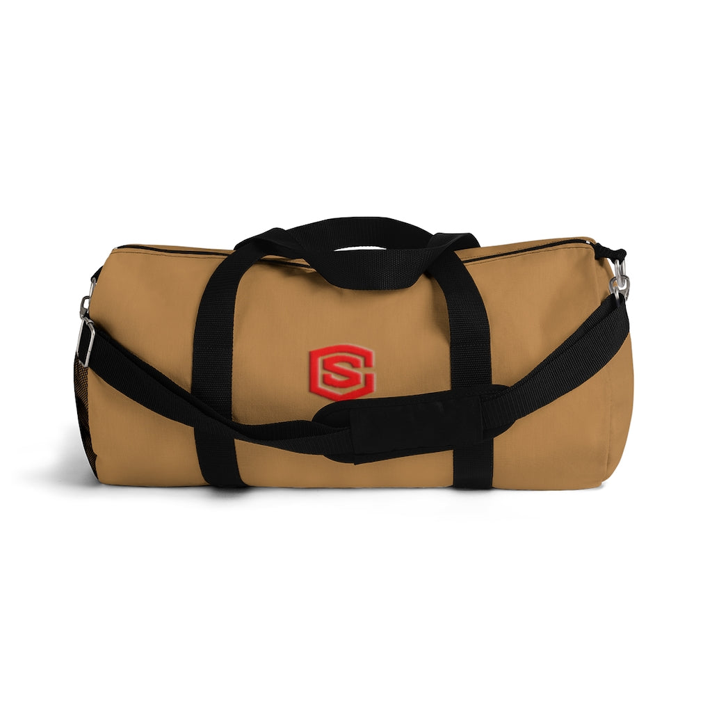 Brown Duffel Bag Red Logo