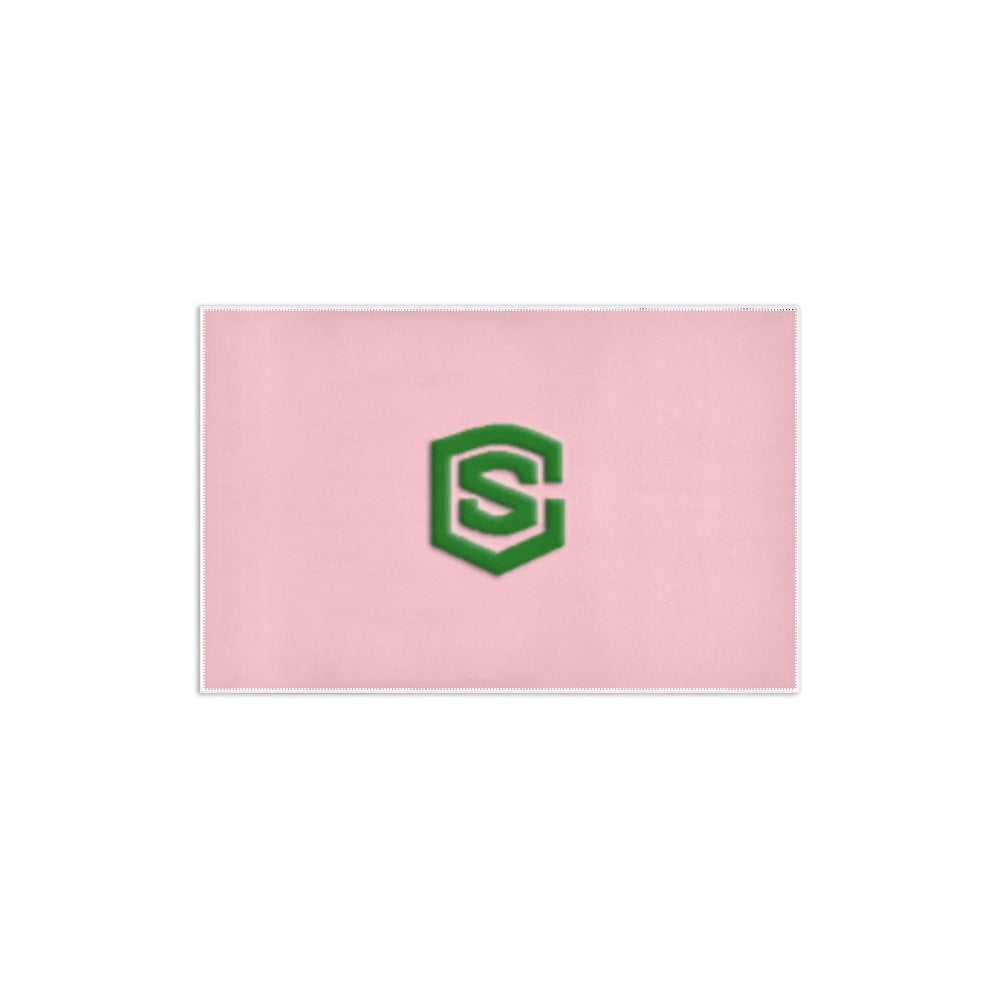 Pink Area Rug 2.6' x 1.7' with Green Logo Area Rug 2.6' x 1.7'