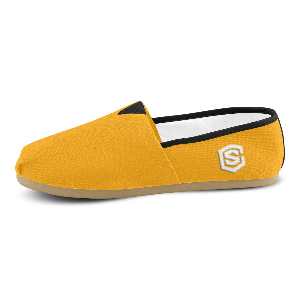 ORANGE casual shoes for women WITH WHITE LOGO Casual Canvas Women's Shoes (Model 004) (Designs are mirrored)