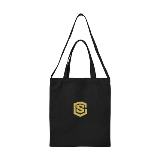 Black All Over Print Canvas Tote Bag With Gold Logo All Over Print Canvas Tote Bag(Model1698)(Medium)
