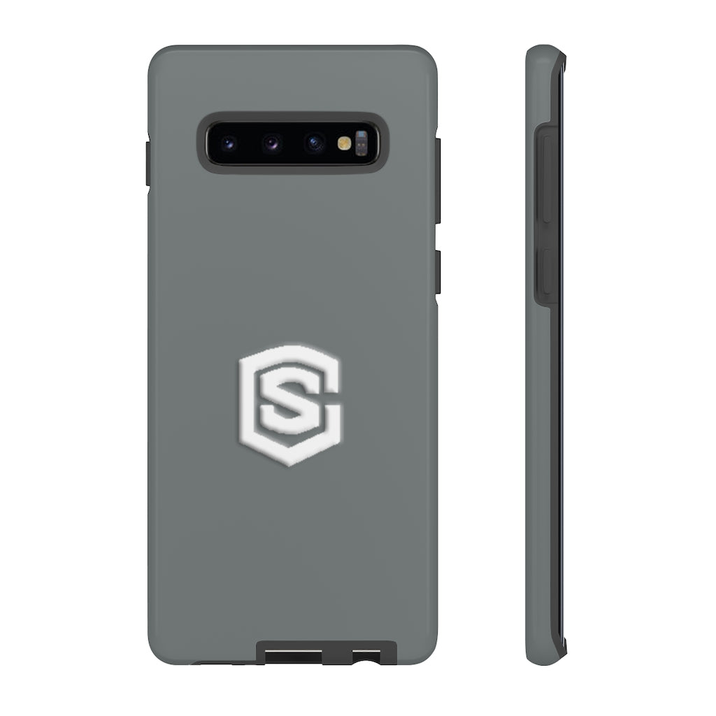 Grey Tough Cases White Logo