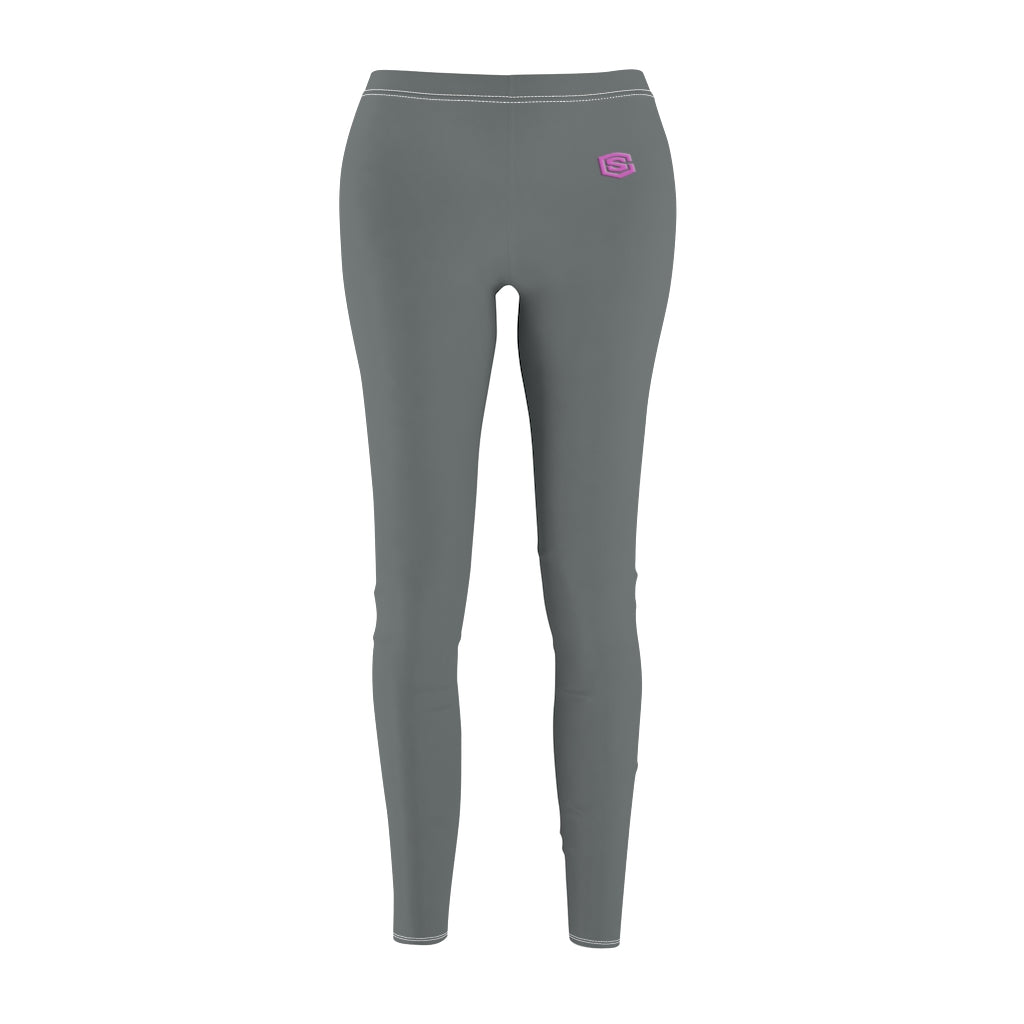 Grey Women's Cut & Sew Casual Leggings Pink logo