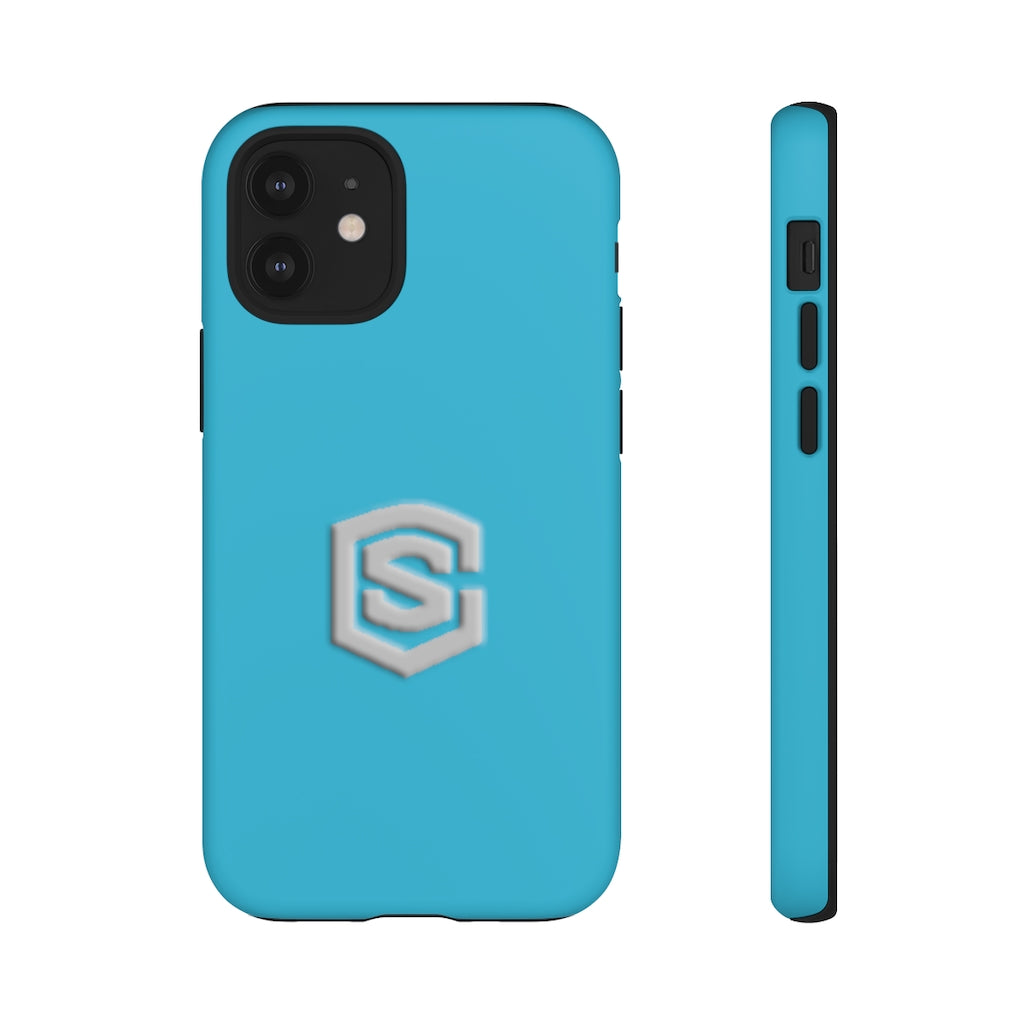 Blue Tough Cases Silver Logo