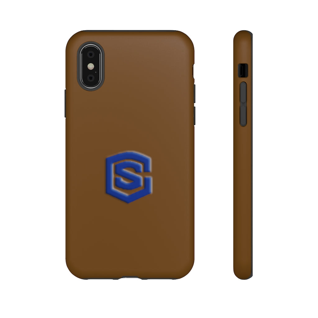 Brown Tough Cases Blue Logo