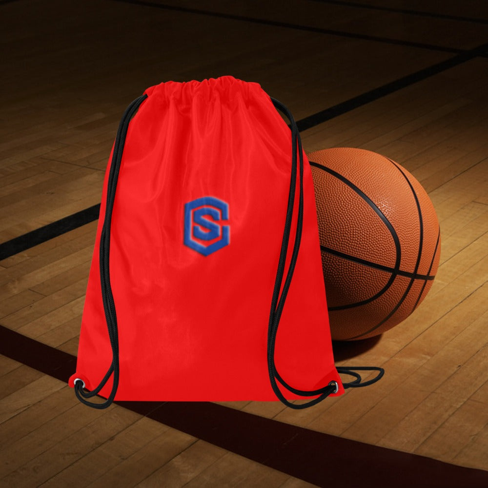 Red Drawstring Bags Large With Blue Logo Drawstring Bags (Model 1604) (Large)