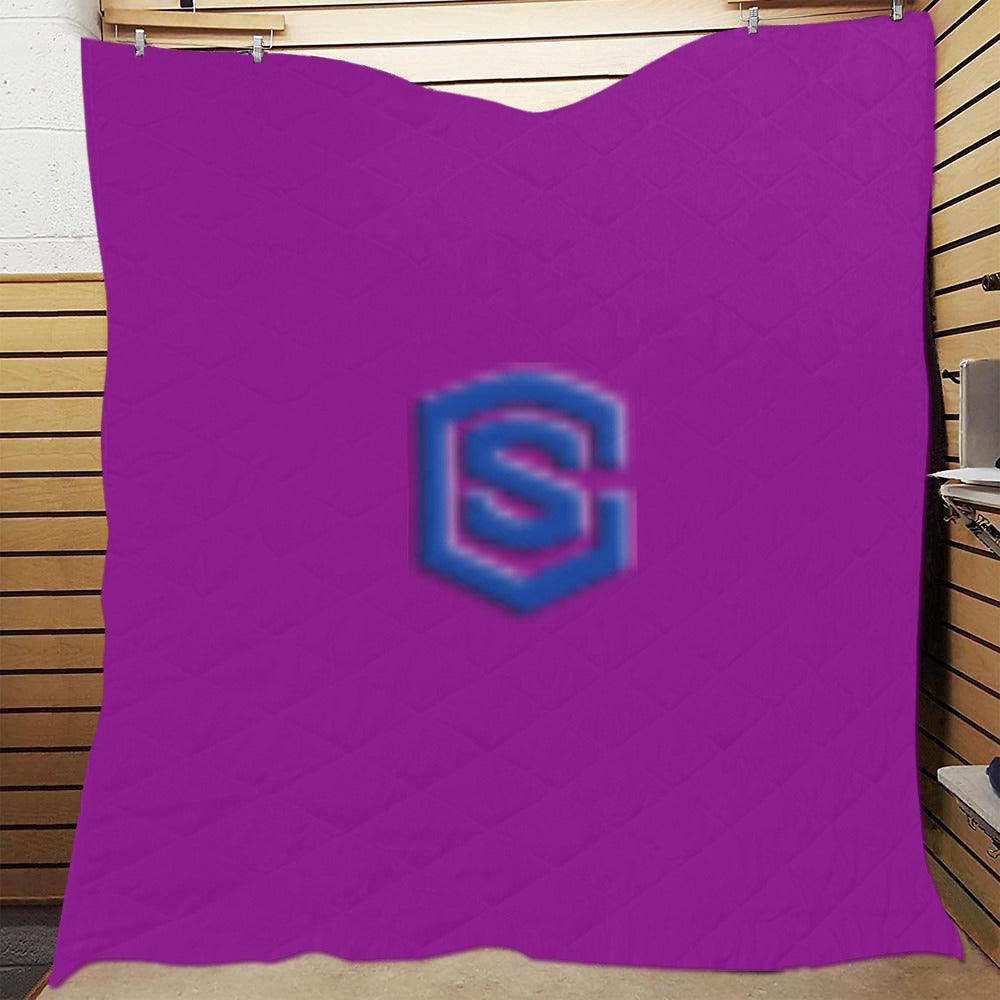 Purple Quilt with Blue Logo Custom Quilt  70" x 80"
