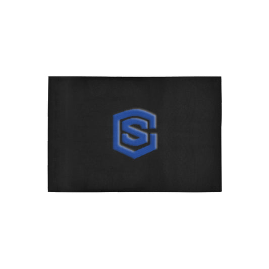 Black Door Mat with Blue Logo Doormat 24" x 16" (Sponge Material)