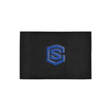 Black Door Mat with Blue Logo Doormat 24" x 16" (Sponge Material)