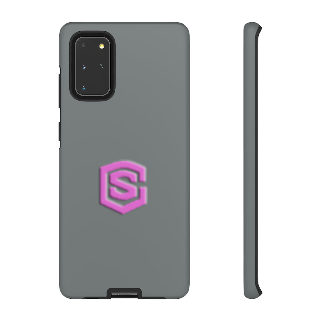 Grey Tough Cases Pink Logo