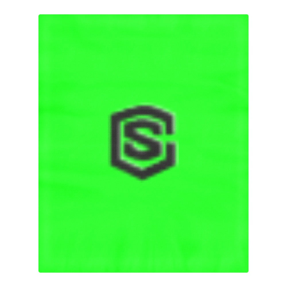 Green 3-Piece Bedding Set (1 Duvet Cover 86"x70"; 2 Pillowcases 20"x30")(One Side) wtih Black Logo 3-Piece Bedding Set (1 Duvet Cover 86"x70"; 2 Pillowcases 20"x30")(One Side)