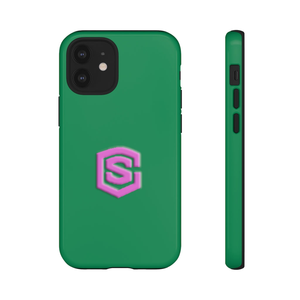 Green Tough Cases Pink Logo