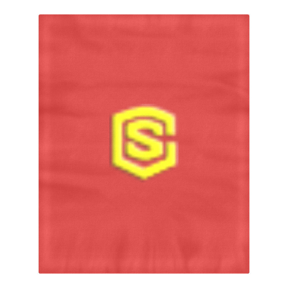 Red Duvet Cover Yellow Logo 3-Piece Bedding Set (1 Duvet Cover 86"x70"; 2 Pillowcases 20"x30")(One Side)