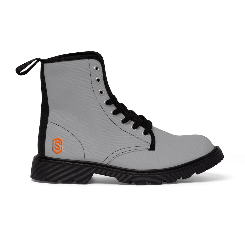 Grey Men's Canvas Boots Orange Logo