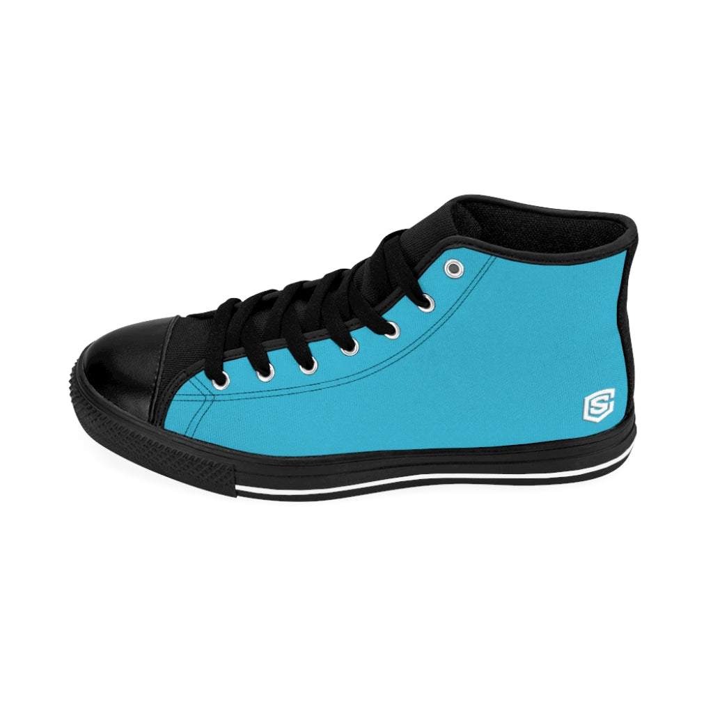 blue Women's High-top Sneakers White logo