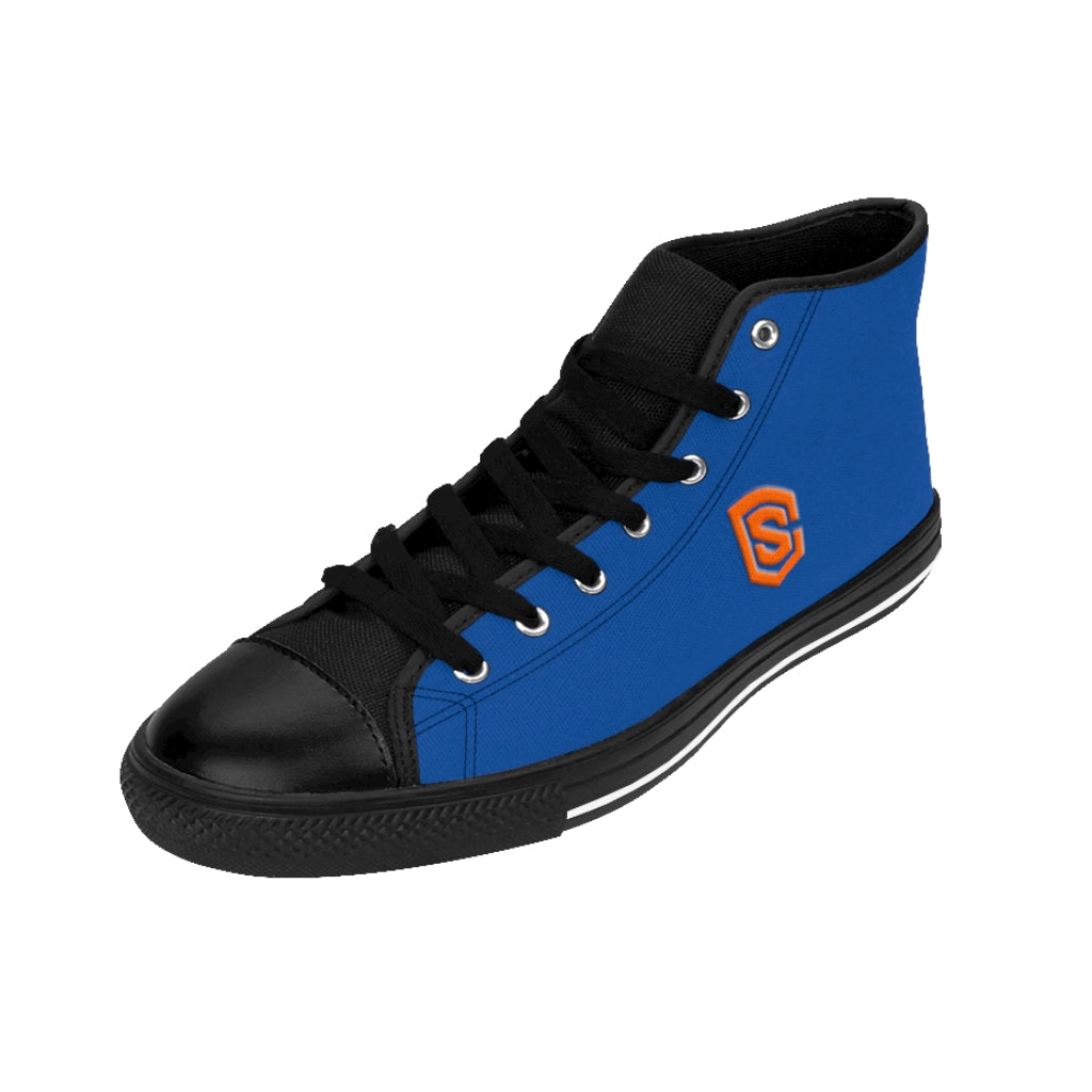 blue Men's High-top Sneakers - orange logo
