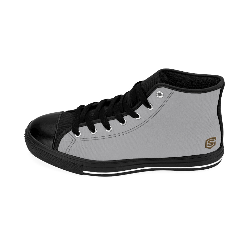 grey Women's High-top Sneakers brown logo
