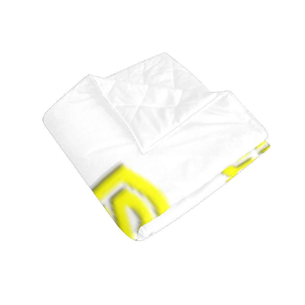 White Custom Quilt Yellow Logo Custom Quilt 50" x 60"