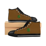 brown Men's High-top Sneakers - green logo