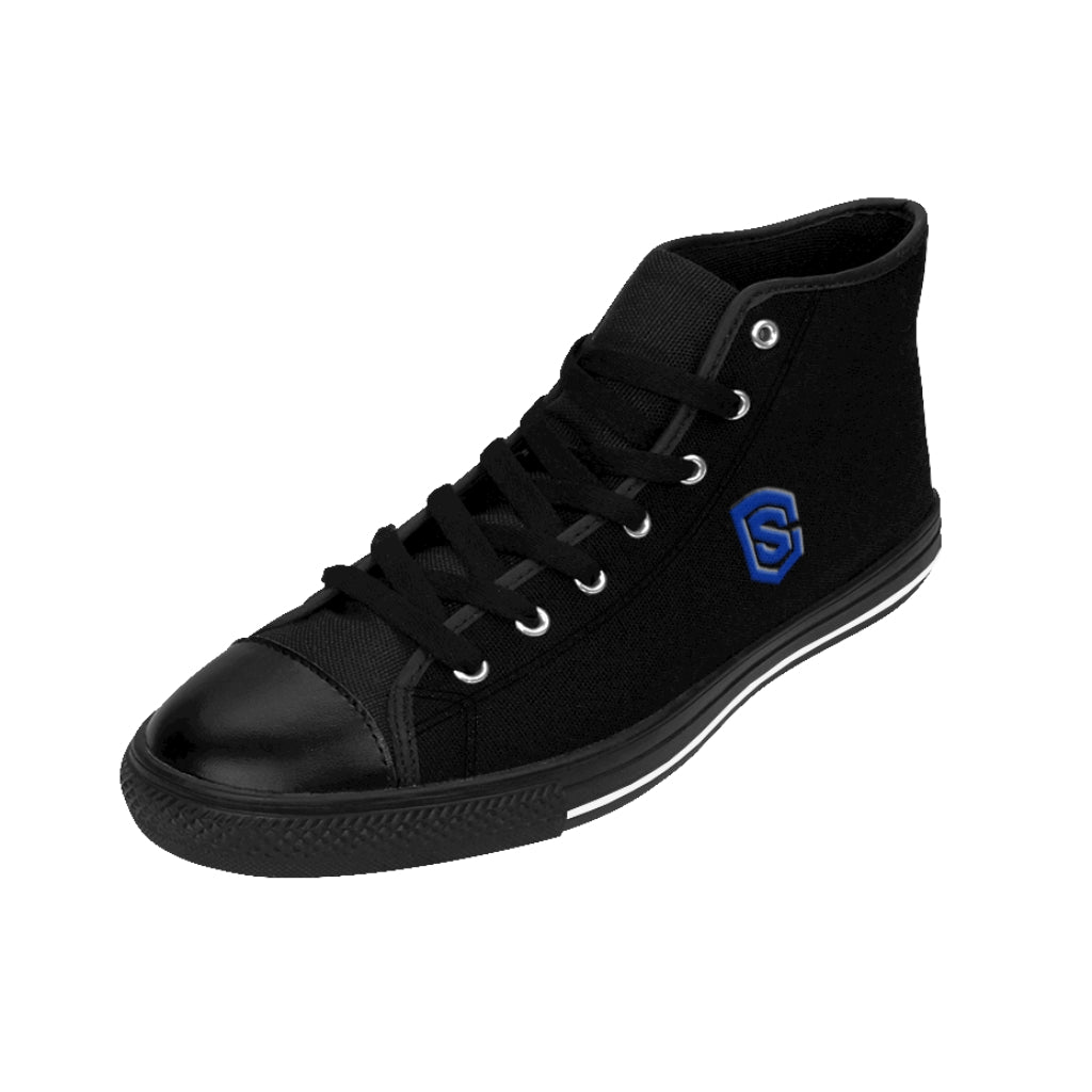 black Men's High-top Sneakers - blue logo