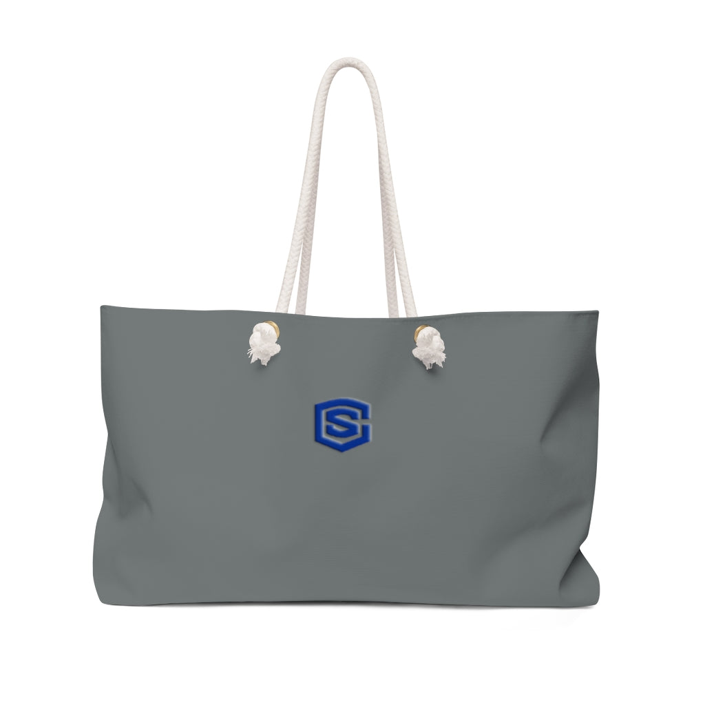 Grey Weekender Bag Red Logo