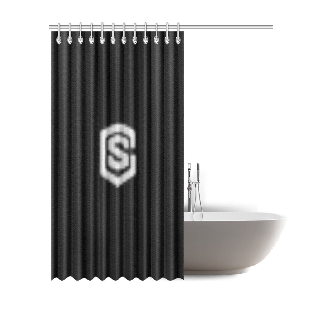 Black Shower Curtain 69"x84" with Silver Logo Shower Curtain 69"x84"