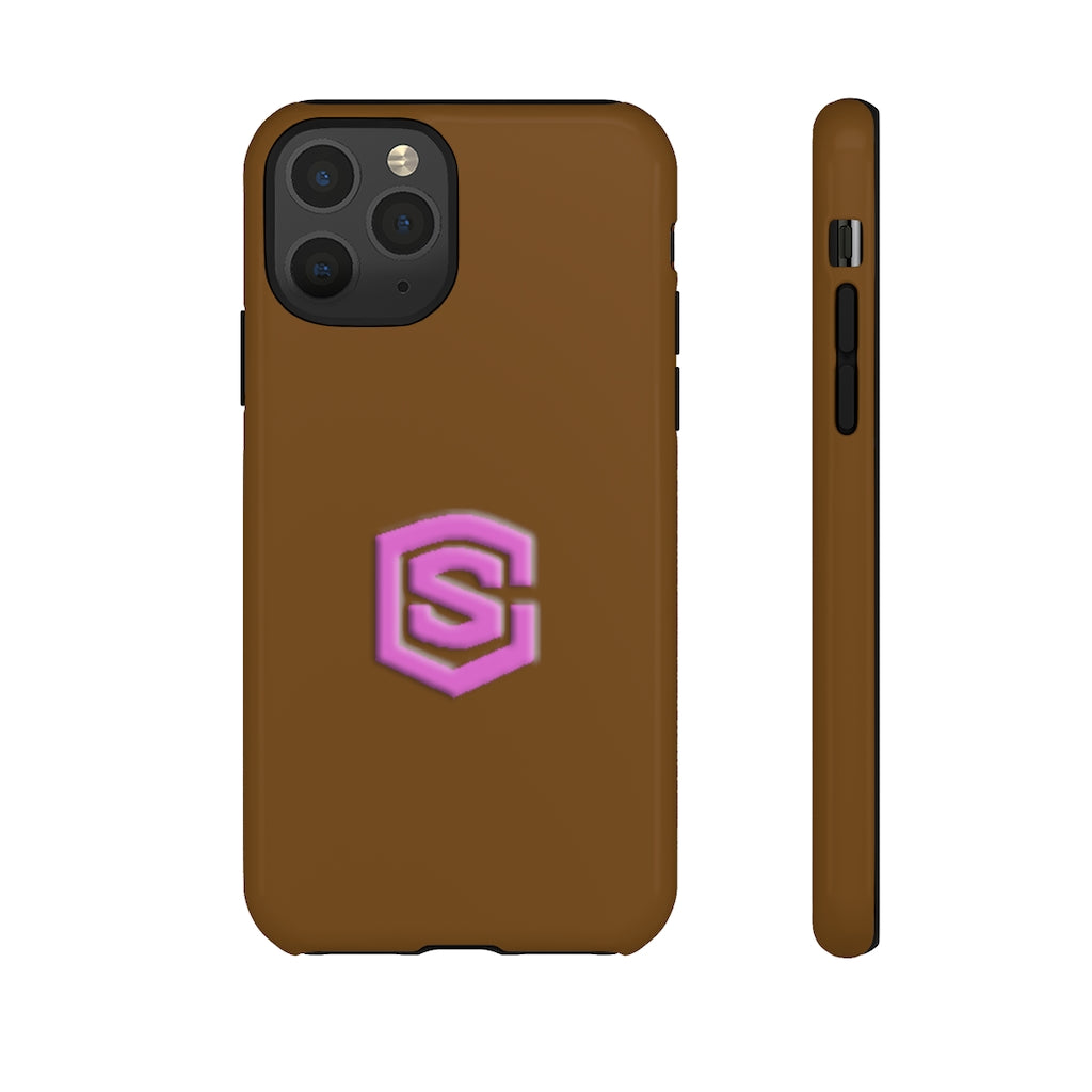 Brown Tough Cases Pink Logo