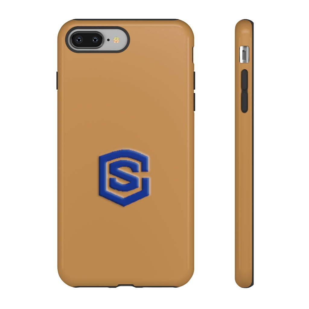 Brown Tough Cases Blue Logo