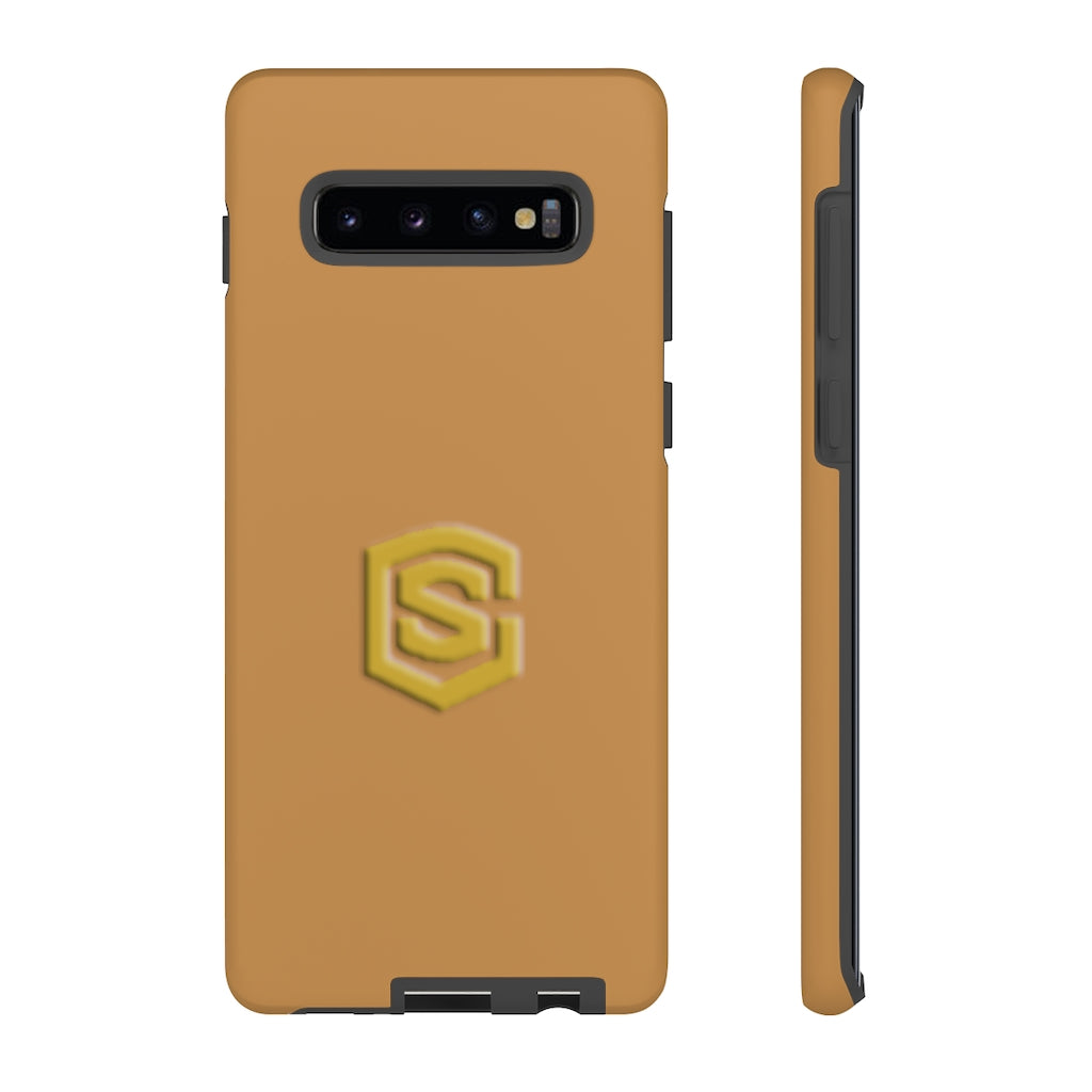 Light Brown Tough Cases Gold Logo