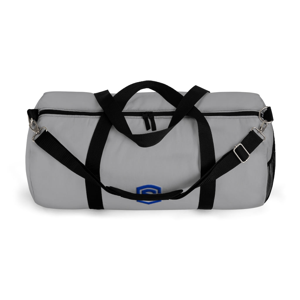 Grey Duffel Bag Blue Logo