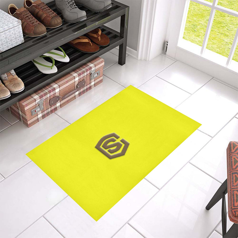 Yellow Doormat 24" x 16" (Sponge Material) with Brown Logo Doormat 24" x 16" (Sponge Material)