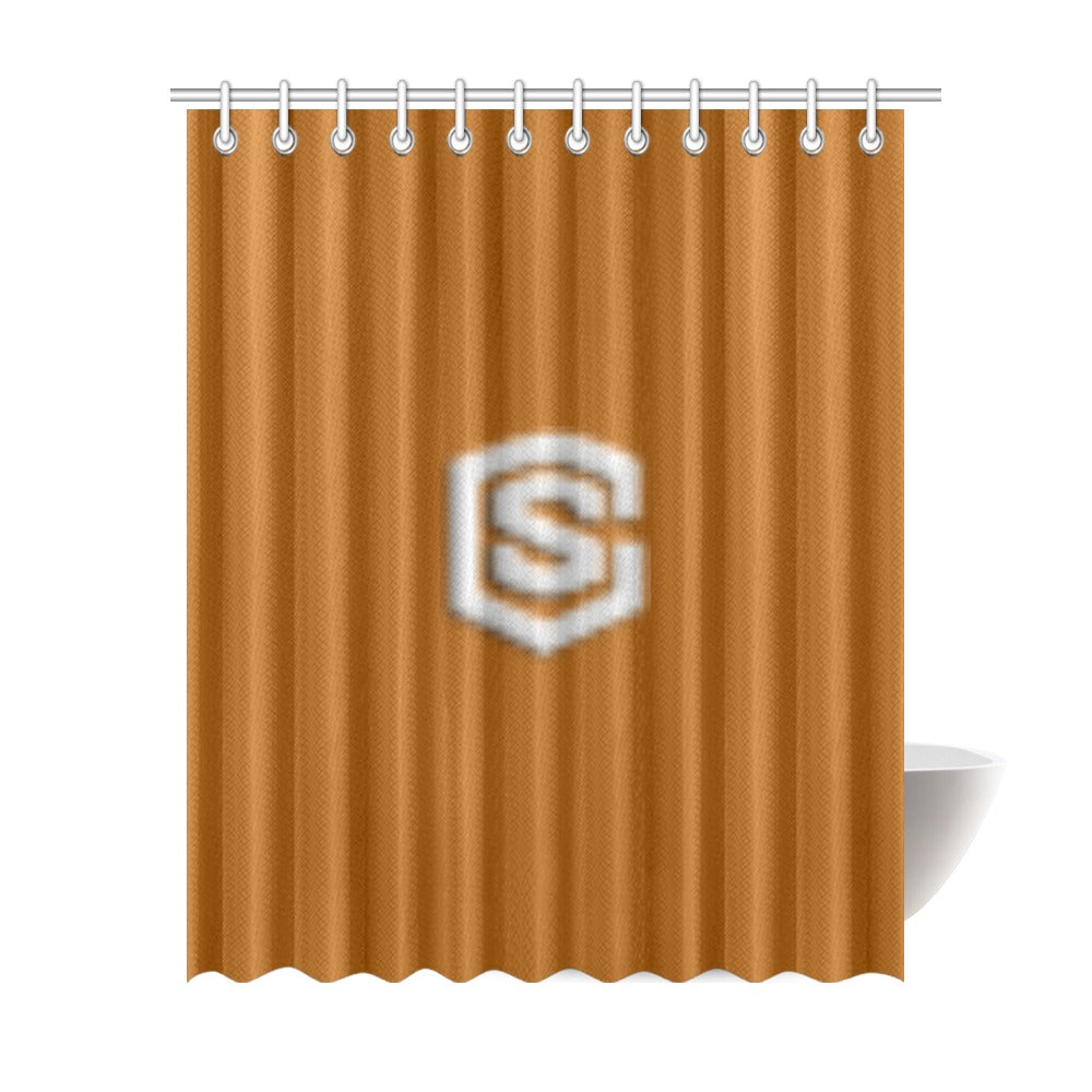 Brown Shower Curtain 69"x84" with Silver Logo Shower Curtain 69"x84"