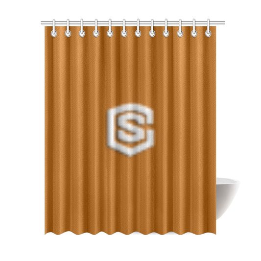 Brown Shower Curtain 69"x84" with Silver Logo Shower Curtain 69"x84"
