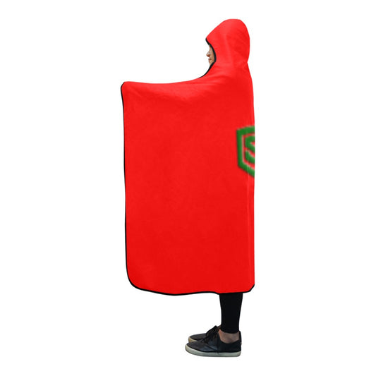 Red Hooded Blanket 80"x56" with Green Logo Hooded Blanket 80"x56"