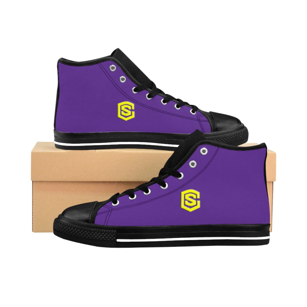 purple Men's High-top Sneakers - yellow logo
