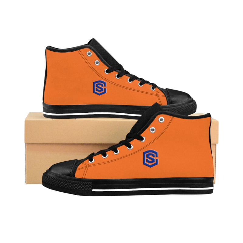 orange Men's High-top Sneakers - blue logo