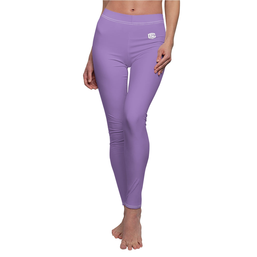 Purple Women's Cut & Sew Casual Leggings White logo