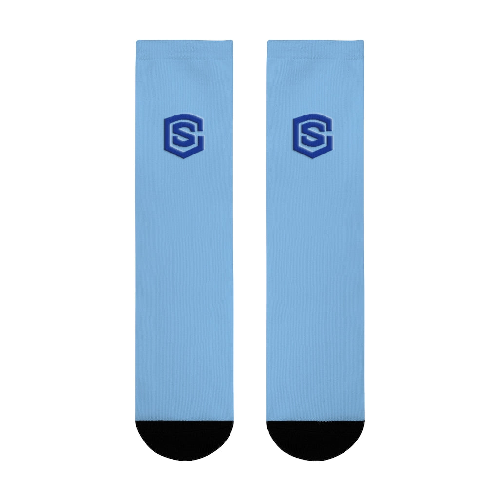 blue Sublimation Crew Socks (EU) Blue Logo