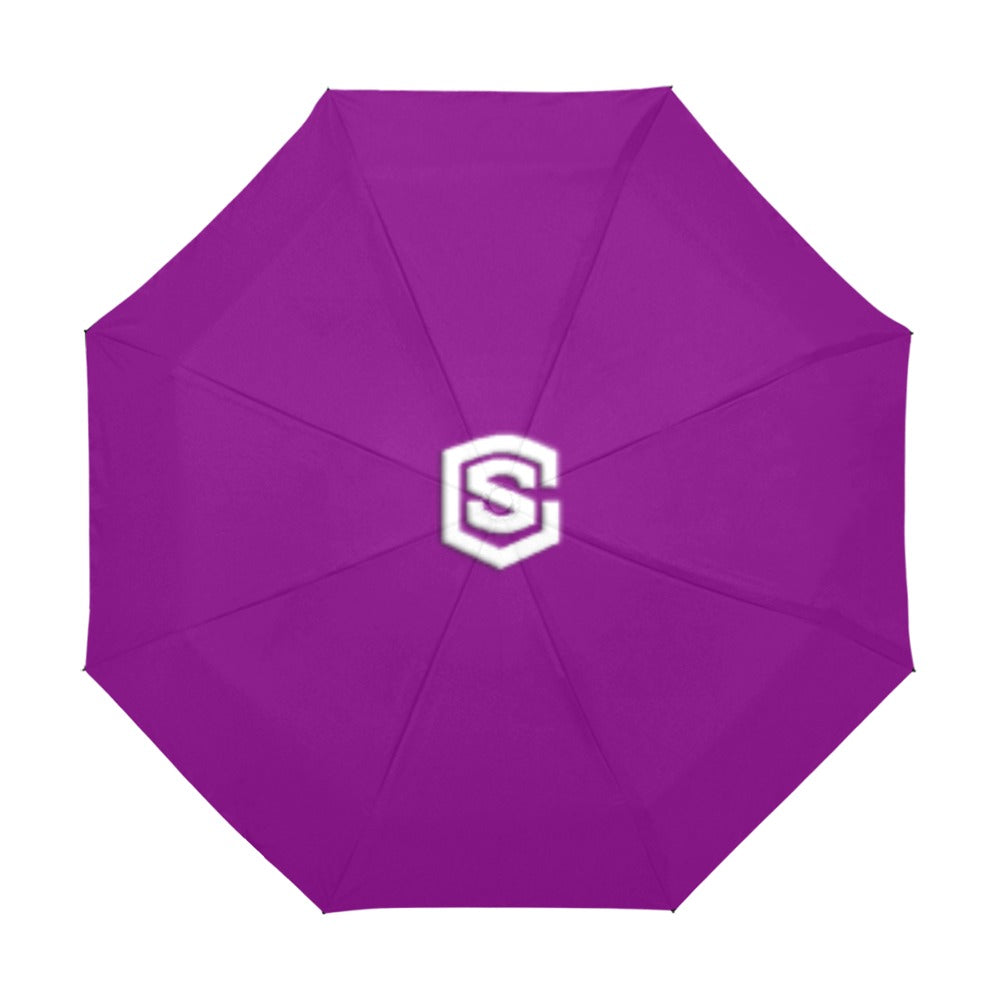 Purple Anti-UV Automatic Umbrella With White Logo Anti-UV Automatic Umbrella(Outside Printing)(Model U09)