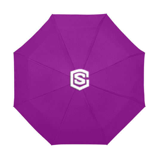 Purple Anti-UV Automatic Umbrella With White Logo Anti-UV Automatic Umbrella(Outside Printing)(Model U09)