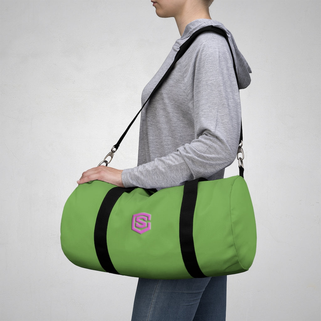 Green Duffel Bag Pink Logo