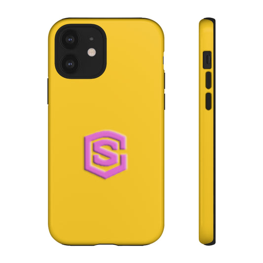 Yellow Tough Cases Pink Logo