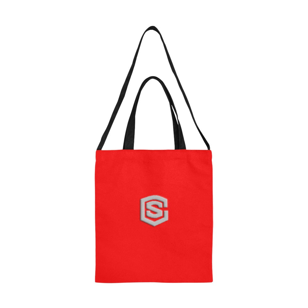 Red All Over Print Canvas Tote Bag With Silver Logo All Over Print Canvas Tote Bag(Model1698)(Medium)