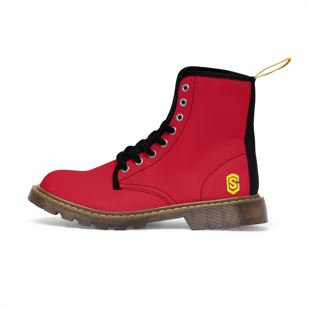 Red Men's Canvas Boots Yellow Logo