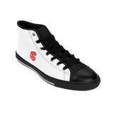 white Men's High-top Sneakers - red logo