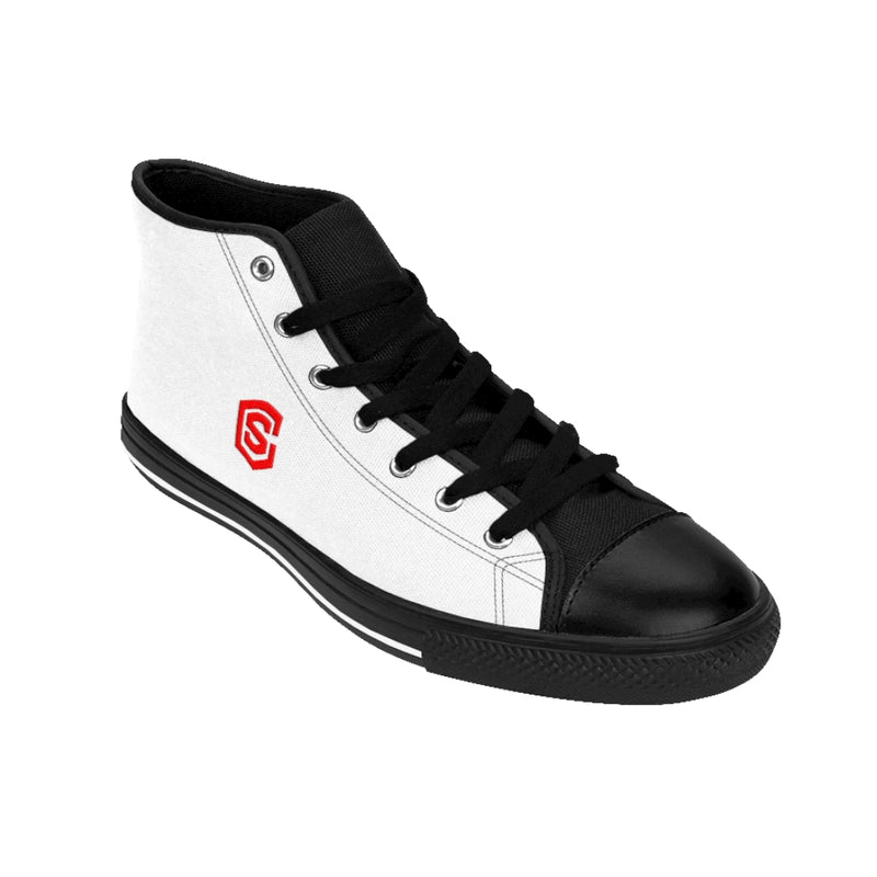white Men's High-top Sneakers - red logo