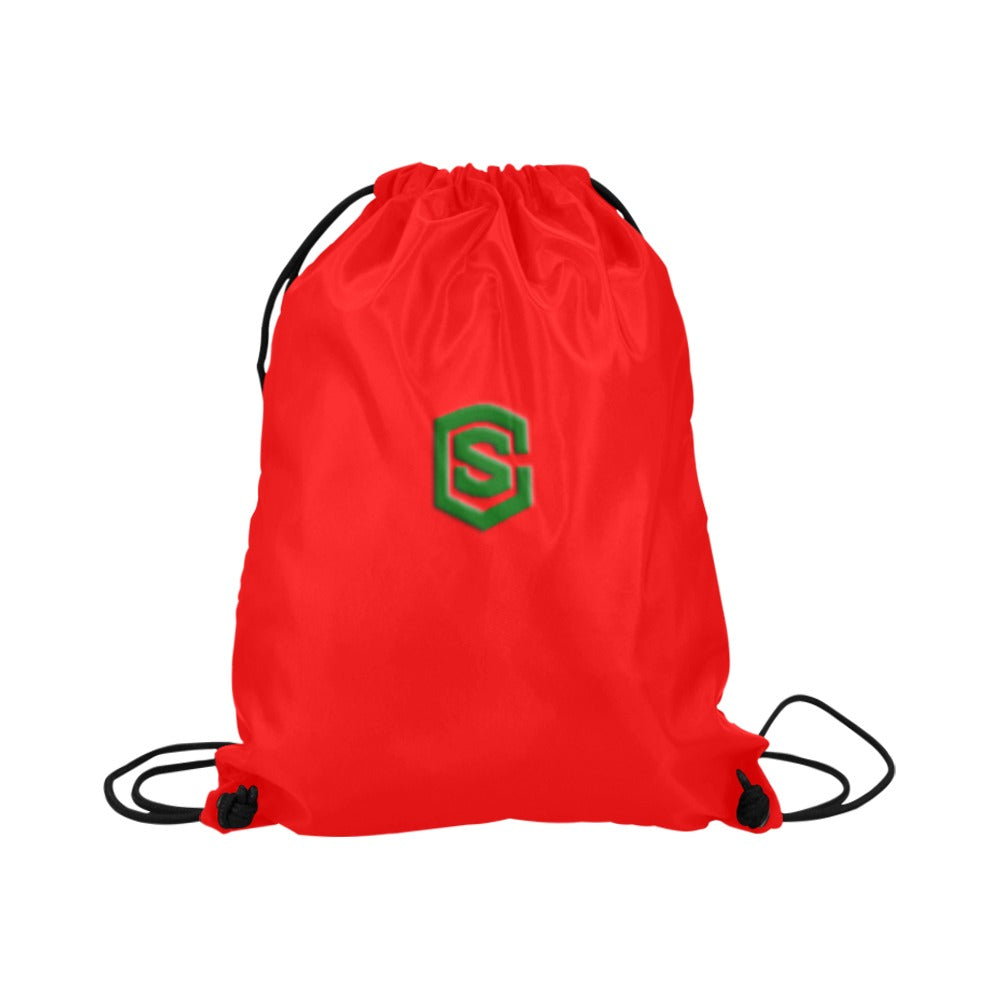 Red Drawstring Bags Large With Green Logo Drawstring Bags (Model 1604) (Large)