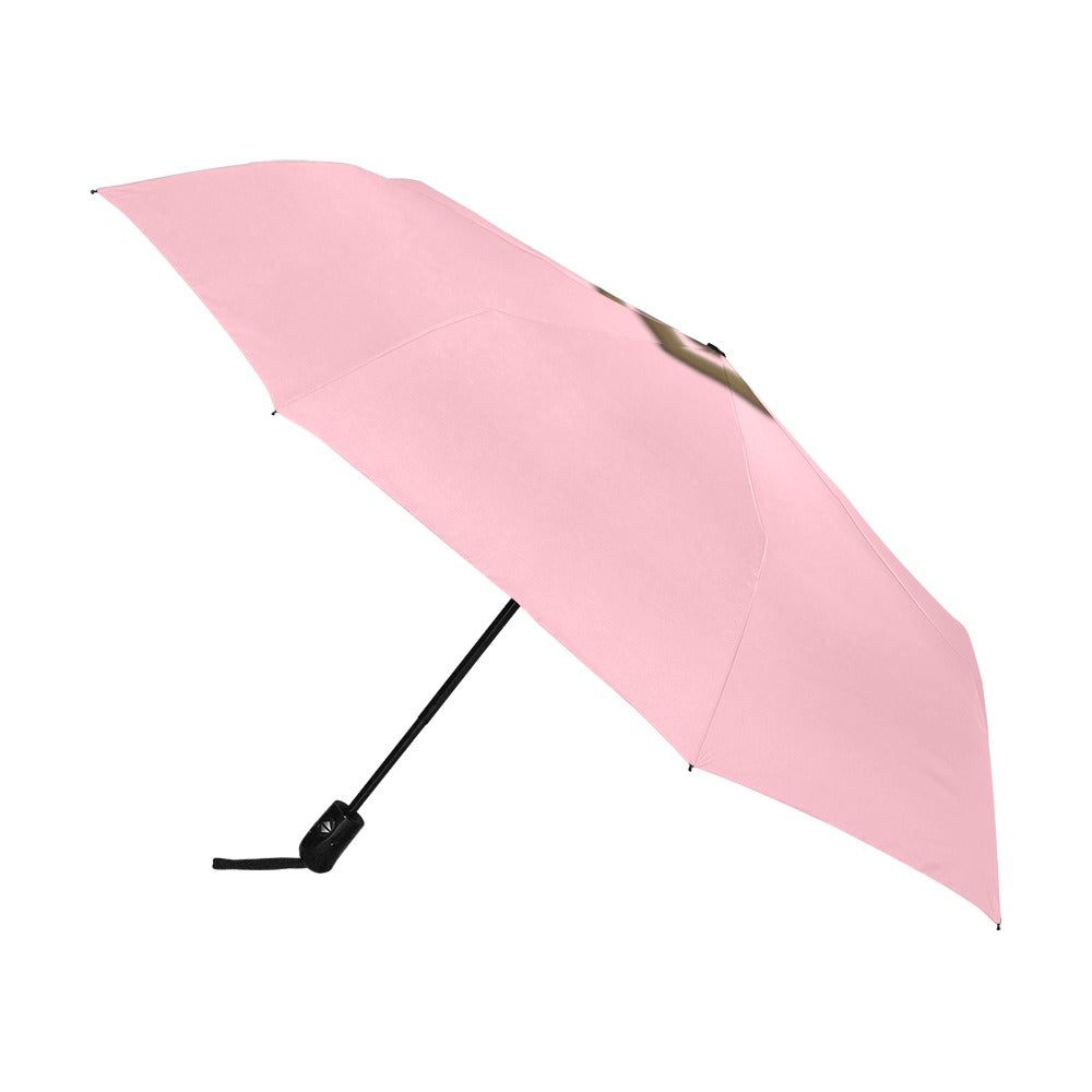 Pink Anti-UV Automatic Umbrella With Brown Logo Anti-UV Automatic Umbrella(Outside Printing)(Model U09)