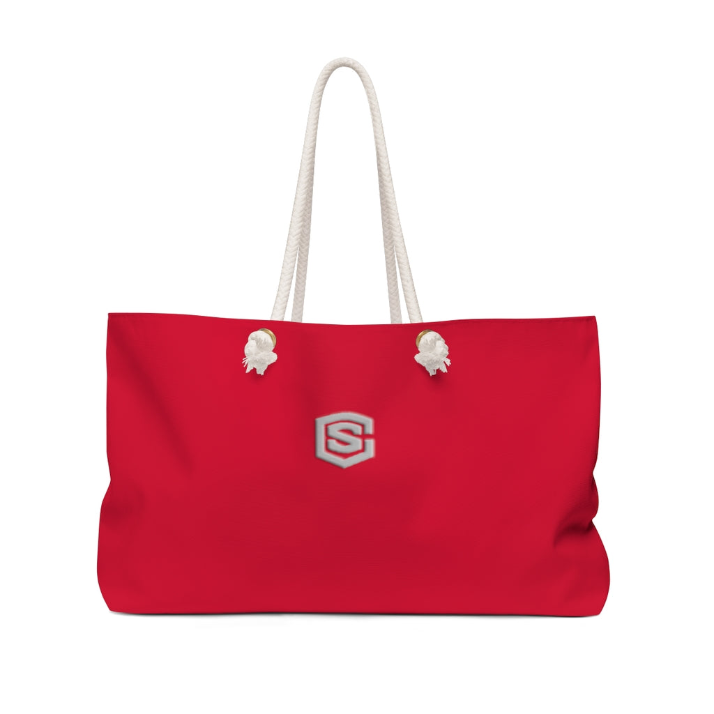 Red Weekender Bag Silver Logo